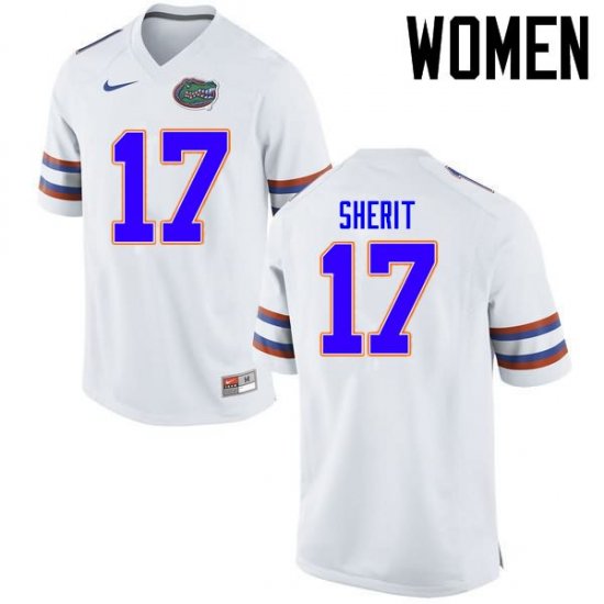 Women's Florida Gators #17 Jordan Sherit NCAA Nike White Authentic Stitched College Football Jersey JUM0862QS